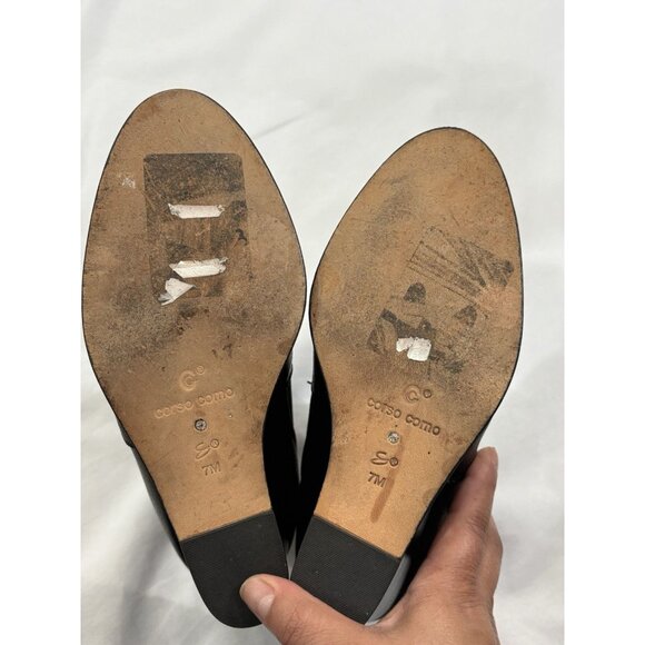 Corso Como Wedge Heel Booties Womens Size 7 Black Leather Ankle Boots - Picture 7 of 8